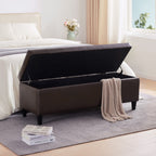 Gepolsterter, rechteckiger Aufbewahrungshocker (50,3 x 17,5 x 18 cm) – Kunstleder