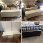 Gepolsterter, rechteckiger Aufbewahrungshocker (50,3 x 17,5 x 18 cm) – Kunstleder