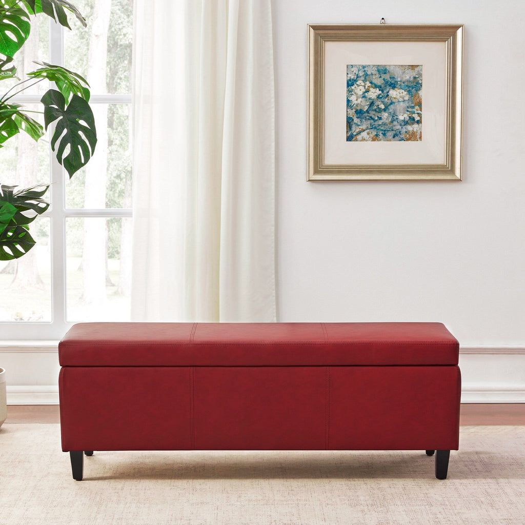 Gepolsterter, rechteckiger Aufbewahrungshocker (50,3 x 17,5 x 18 cm) – Kunstleder