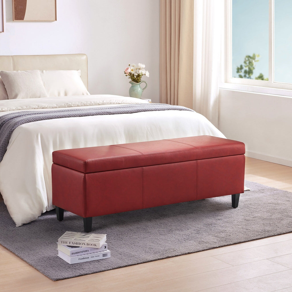 Gepolsterter, rechteckiger Aufbewahrungshocker (50,3 x 17,5 x 18 cm) – Kunstleder