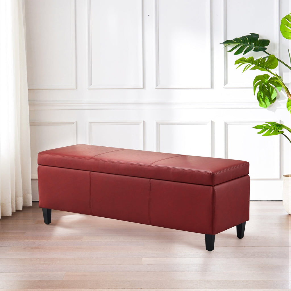 Gepolsterter, rechteckiger Aufbewahrungshocker (50,3 x 17,5 x 18 cm) – Kunstleder