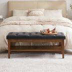 Schuhbank mit Stauraum, Stoffbezug, Massivholz, 43 Zoll (ca. 109 cm) lange, gepolsterte Bank für Wohnzimmer und Schlafzimmer