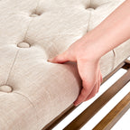 Schuhbank mit Stauraum, Stoffbezug, Massivholz, 43 Zoll (ca. 109 cm) lange, gepolsterte Bank für Wohnzimmer und Schlafzimmer