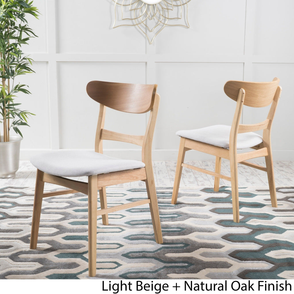 Abrielle Esszimmerstuhl im Mid-Century-Modern-Stil aus gepolstertem Gummibaumholz (2er-Set) von Christopher Knight Home