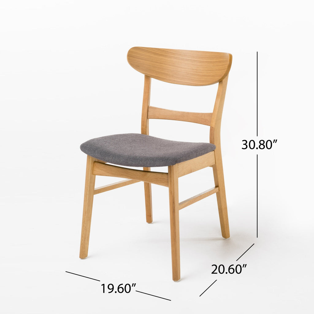 Abrielle Esszimmerstuhl im Mid-Century-Modern-Stil aus gepolstertem Gummibaumholz (2er-Set) von Christopher Knight Home