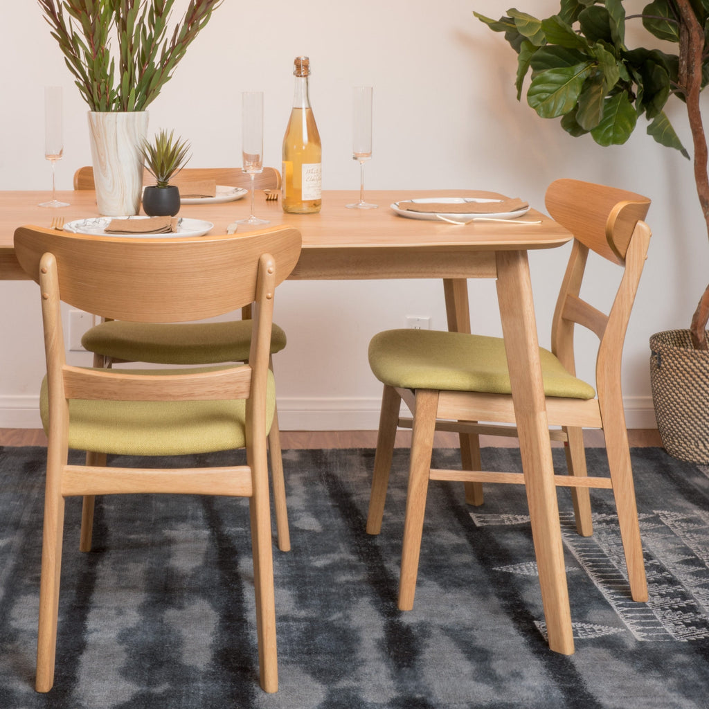 Abrielle Esszimmerstuhl im Mid-Century-Modern-Stil aus gepolstertem Gummibaumholz (2er-Set) von Christopher Knight Home