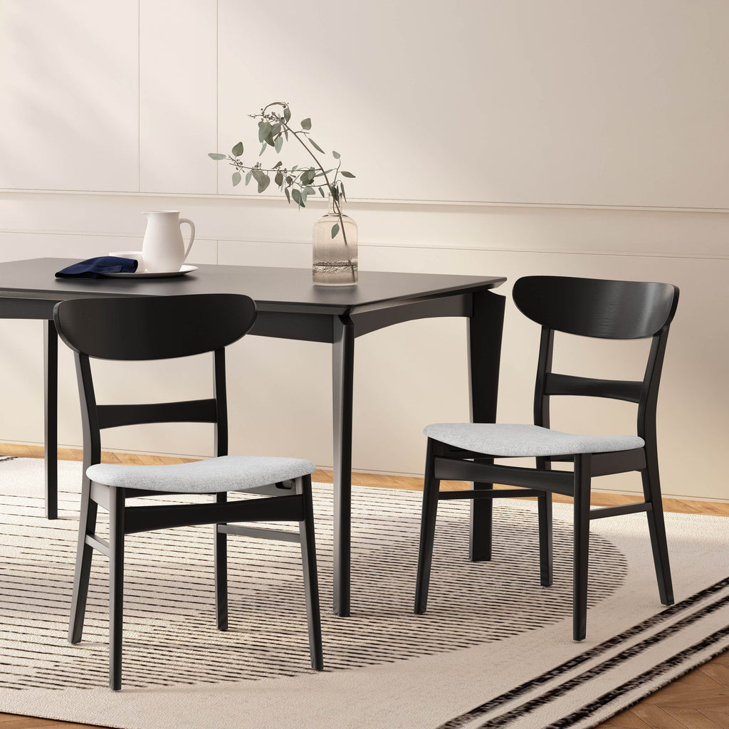 Abrielle Esszimmerstuhl im Mid-Century-Modern-Stil aus gepolstertem Gummibaumholz (2er-Set) von Christopher Knight Home