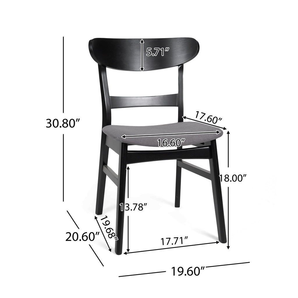 Abrielle Esszimmerstuhl im Mid-Century-Modern-Stil aus gepolstertem Gummibaumholz (2er-Set) von Christopher Knight Home