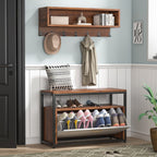 Garderobenständer-Schuhbank-Set für den Eingangsbereich, industrieller Garderobenständer