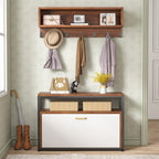 Garderobenständer-Schuhbank-Set für den Eingangsbereich, industrieller Garderobenständer