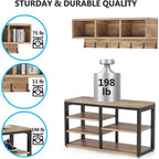 Garderobenständer-Schuhbank-Set für den Eingangsbereich, industrieller Garderobenständer