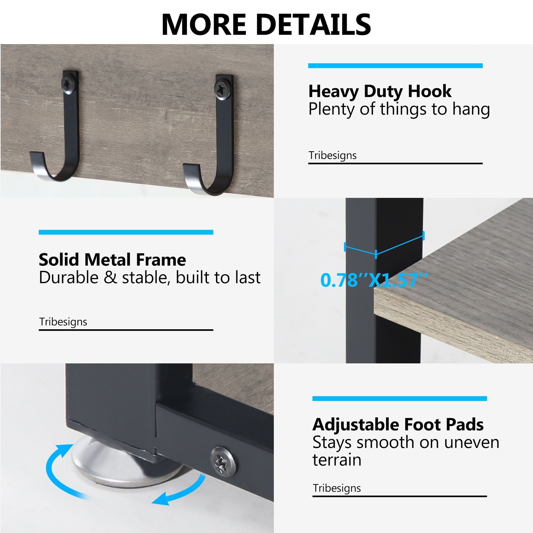 Garderobenständer-Schuhbank-Set für den Eingangsbereich, industrieller Garderobenständer
