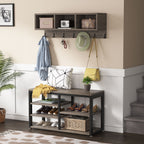 Garderobenständer-Schuhbank-Set für den Eingangsbereich, industrieller Garderobenständer