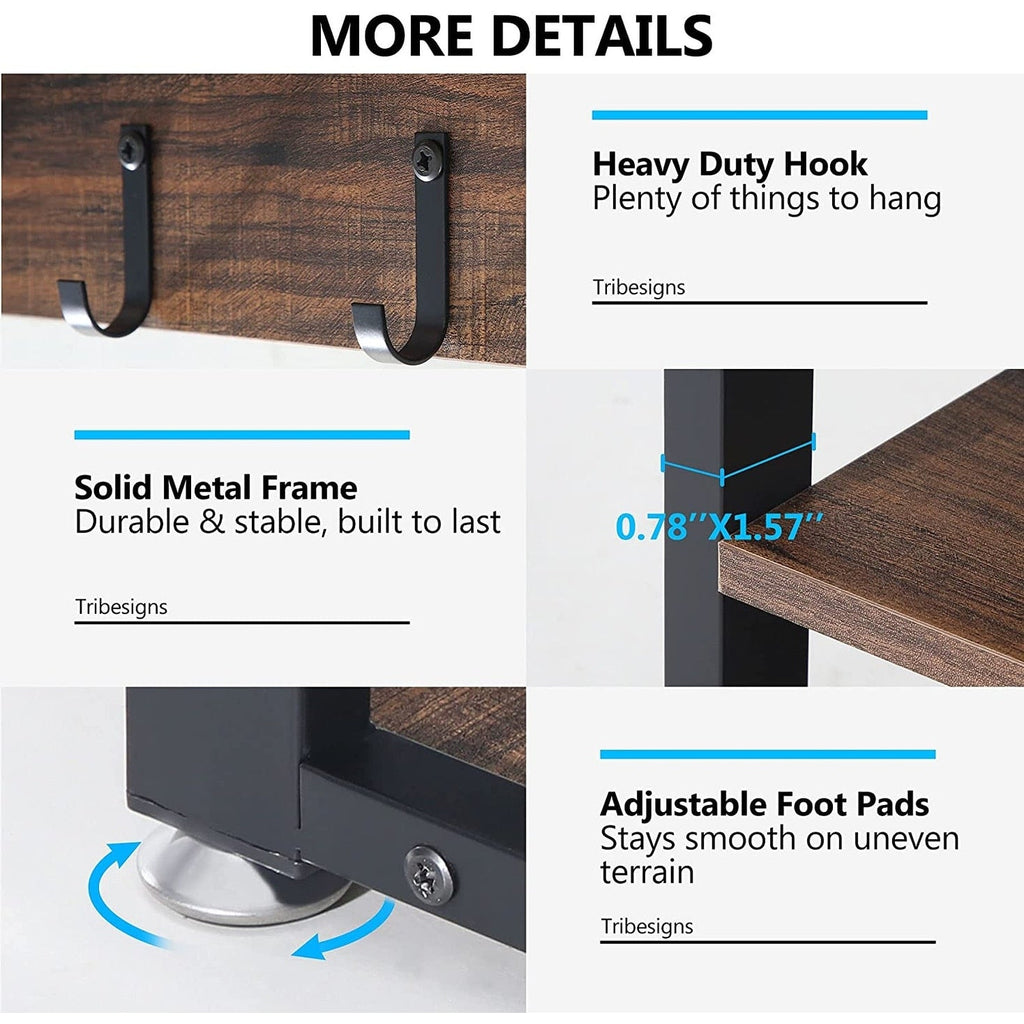 Garderobenständer-Schuhbank-Set für den Eingangsbereich, industrieller Garderobenständer