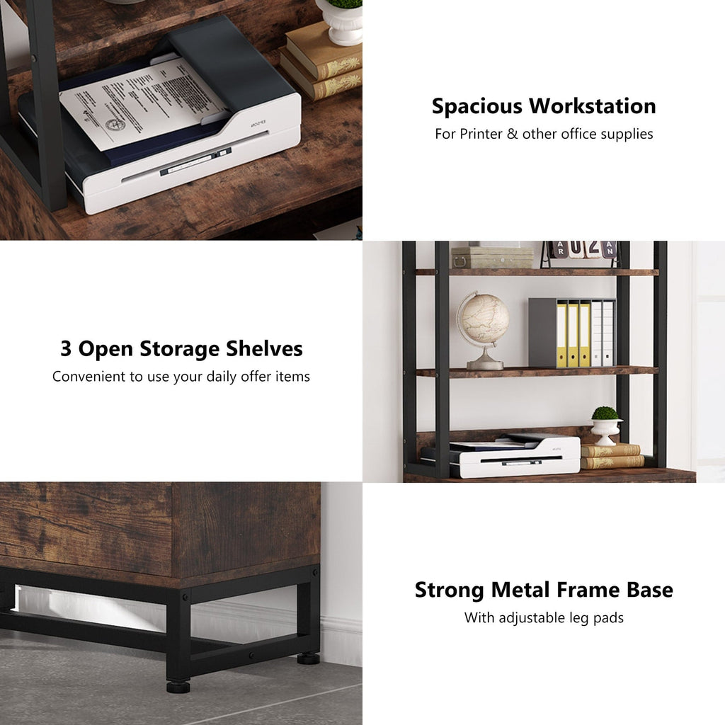 Aktenschrank mit 2 Schubladen, moderner Aktenschrank mit Druckerablage und Schloss