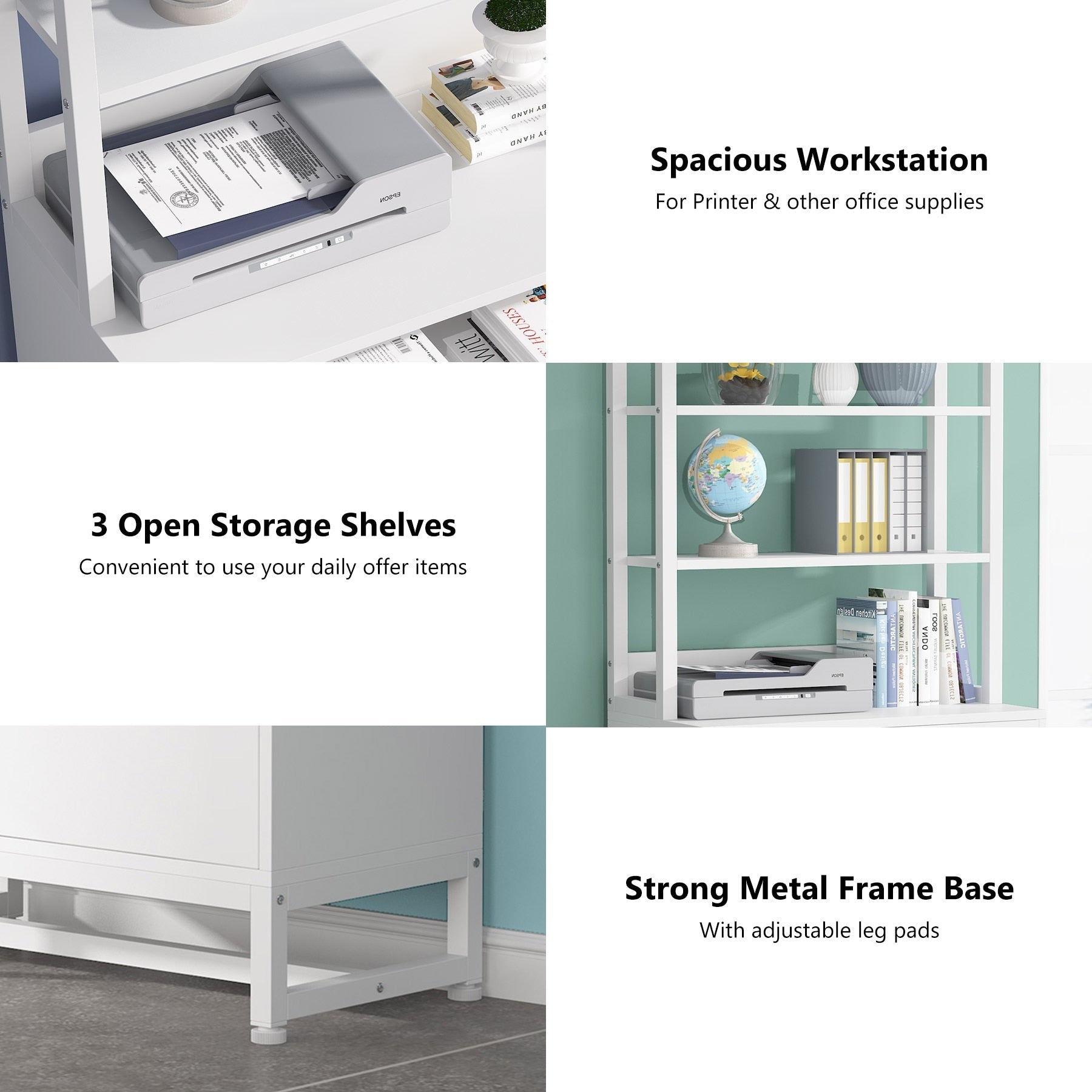 Aktenschrank mit 2 Schubladen, moderner Aktenschrank mit Druckerablage und Schloss