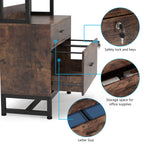 Aktenschrank mit 2 Schubladen, moderner Aktenschrank mit Druckerablage und Schloss