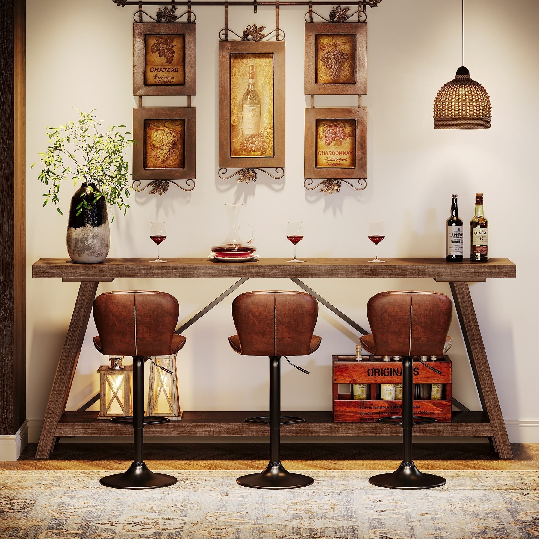 70,9 Zoll langer Konsolentisch aus rustikalem Holz mit Ablagefläche