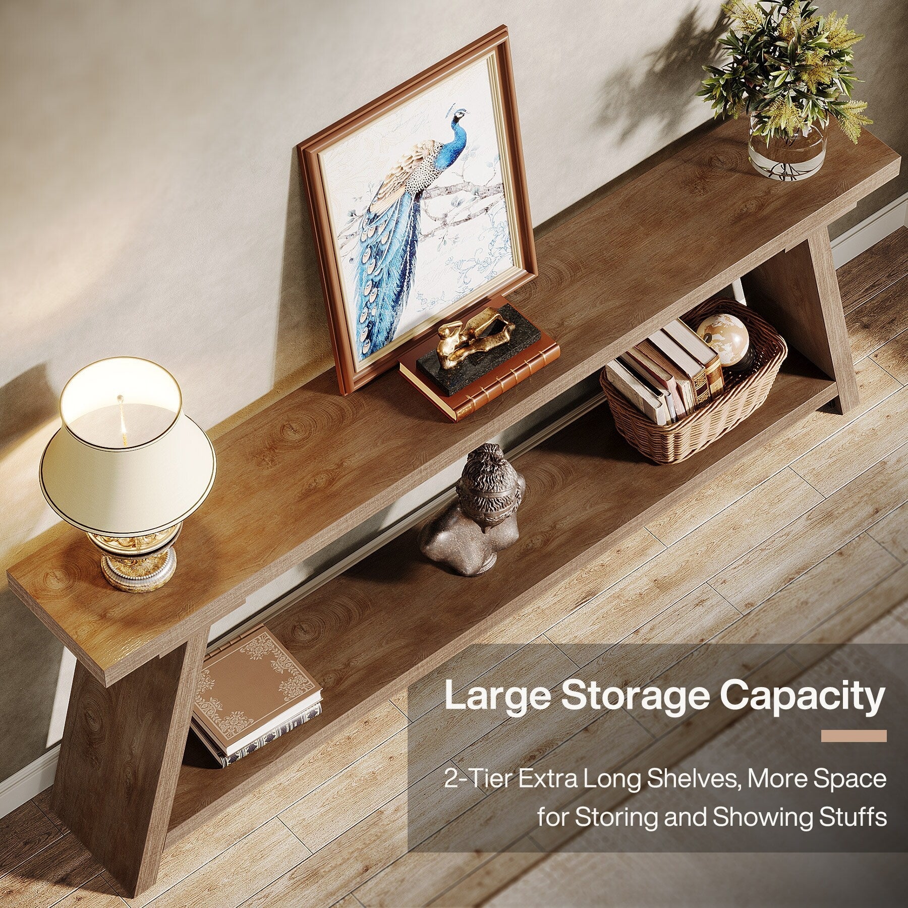 70,9 Zoll langer Konsolentisch aus rustikalem Holz mit Ablagefläche