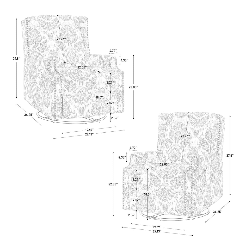 2er-Set 2er-Set Drehsessel mit manueller Rückenlehnenverstellung und 29 Zoll Breite