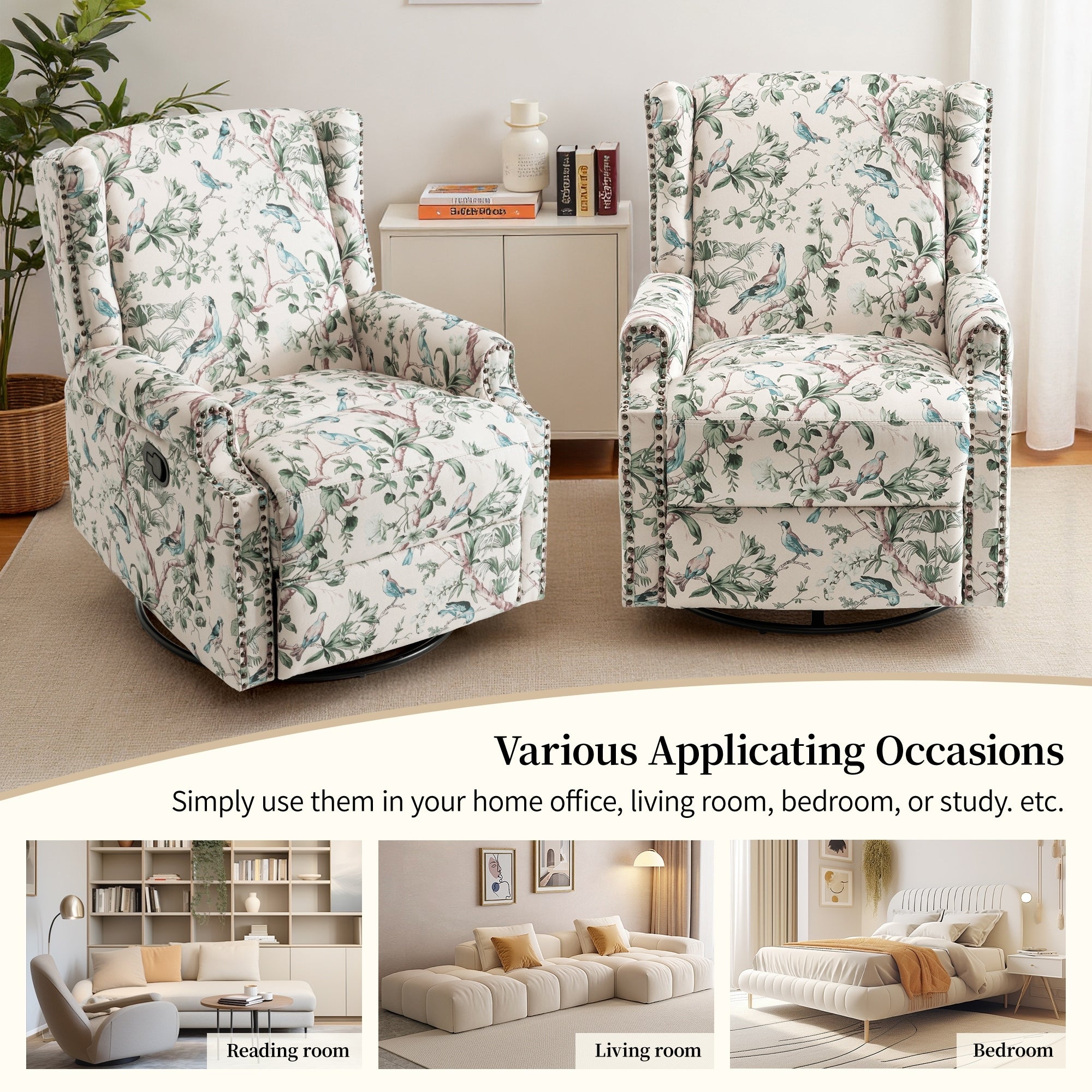 2er-Set 2er-Set Drehsessel mit manueller Rückenlehnenverstellung und 29 Zoll Breite