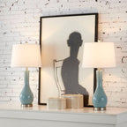 28,5 cm Keramik-Tischlampen-Set mit USB-Anschluss (2er-Set)