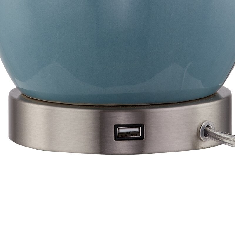 28,5 cm Keramik-Tischlampen-Set mit USB-Anschluss (2er-Set)