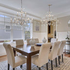 Retro-Bauernhaus-Kronleuchter im Kerzenstil mit Astmotiv und Kristallanhänger