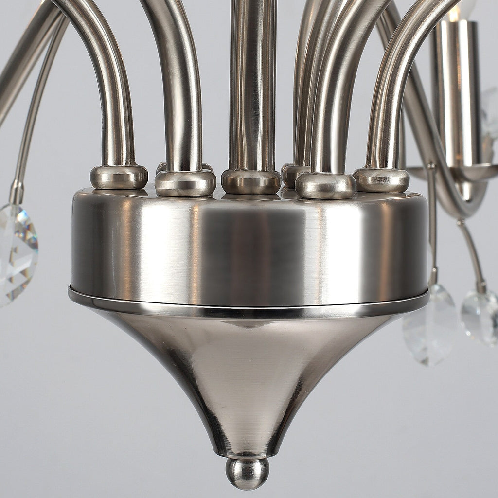 Retro-Bauernhaus-Kronleuchter im Kerzenstil mit Astmotiv und Kristallanhänger