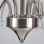 Retro-Bauernhaus-Kronleuchter im Kerzenstil mit Astmotiv und Kristallanhänger