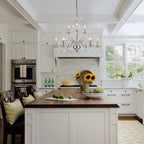 Retro-Bauernhaus-Kronleuchter im Kerzenstil mit Astmotiv und Kristallanhänger