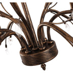 Retro-Bauernhaus-Kronleuchter im Kerzenstil mit Astmotiv und Kristallanhänger