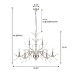 Retro-Bauernhaus-Kronleuchter im Kerzenstil mit Astmotiv und Kristallanhänger