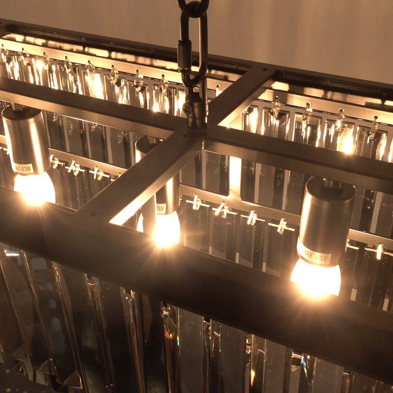 47 Zoll (119 cm) großer, moderner Kristall-Kronleuchter in Rauchgrau und Schwarz, zweistufige lineare Pendelleuchte für Kücheninseln und Esszimmer