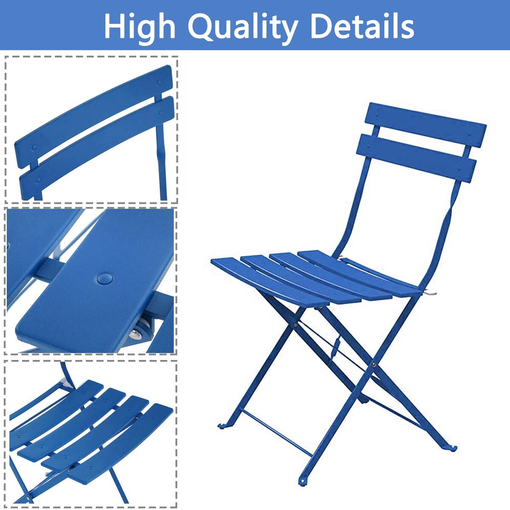 3-teiliges, klappbares Bistro-Set aus Metall, wetterbeständiges Sitzset für drinnen und draußen, für Terrasse, Garten