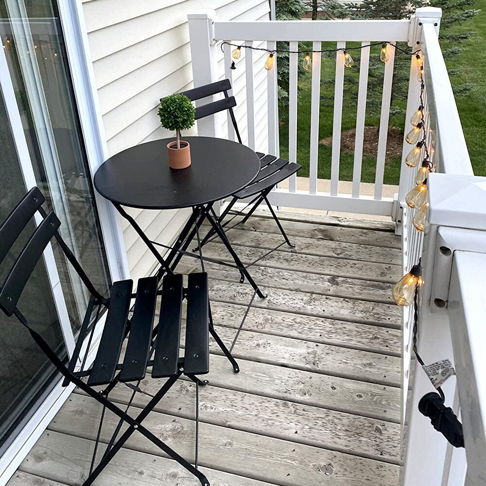 3-teiliges, klappbares Bistro-Set aus Metall, wetterbeständiges Sitzset für drinnen und draußen, für Terrasse, Garten