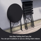 3-teiliges, klappbares Bistro-Set aus Metall, wetterbeständiges Sitzset für drinnen und draußen, für Terrasse, Garten