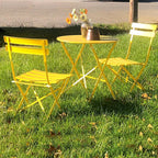 3-teiliges, klappbares Bistro-Set aus Metall, wetterbeständiges Sitzset für drinnen und draußen, für Terrasse, Garten