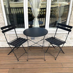 3-teiliges, klappbares Bistro-Set aus Metall, wetterbeständiges Sitzset für drinnen und draußen, für Terrasse, Garten