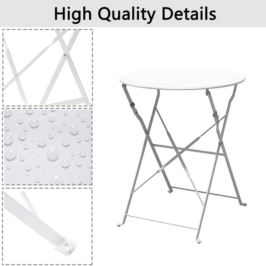 3-teiliges, klappbares Bistro-Set aus Metall, wetterbeständiges Sitzset für drinnen und draußen, für Terrasse, Garten