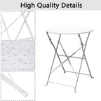 3-teiliges, klappbares Bistro-Set aus Metall, wetterbeständiges Sitzset für drinnen und draußen, für Terrasse, Garten