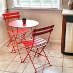 3-teiliges, klappbares Bistro-Set aus Metall, wetterbeständiges Sitzset für drinnen und draußen, für Terrasse, Garten