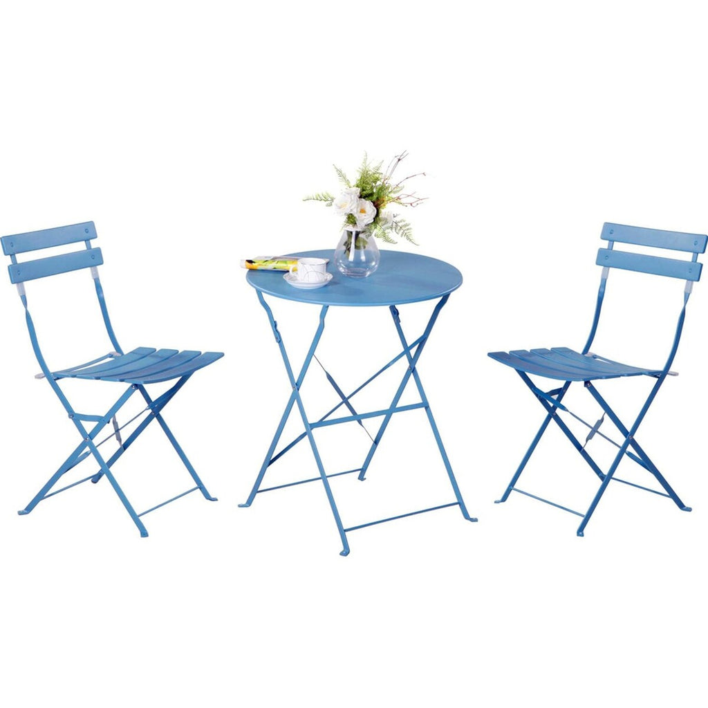 3-teiliges, klappbares Bistro-Set aus Metall, wetterbeständiges Sitzset für drinnen und draußen, für Terrasse, Garten