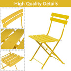 3-teiliges, klappbares Bistro-Set aus Metall, wetterbeständiges Sitzset für drinnen und draußen, für Terrasse, Garten