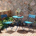 3-teiliges, klappbares Bistro-Set aus Metall, wetterbeständiges Sitzset für drinnen und draußen, für Terrasse, Garten