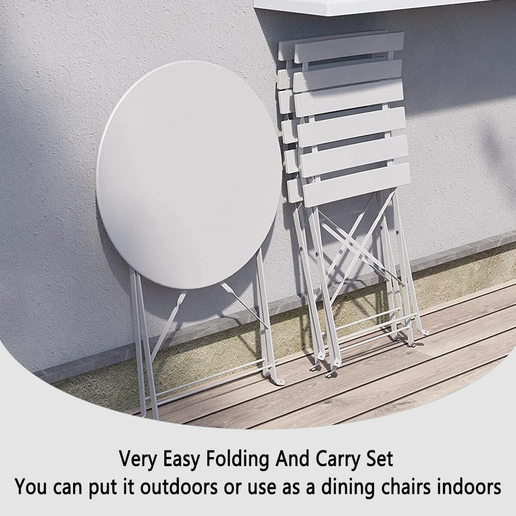 3-teiliges, klappbares Bistro-Set aus Metall, wetterbeständiges Sitzset für drinnen und draußen, für Terrasse, Garten