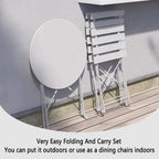3-teiliges, klappbares Bistro-Set aus Metall, wetterbeständiges Sitzset für drinnen und draußen, für Terrasse, Garten