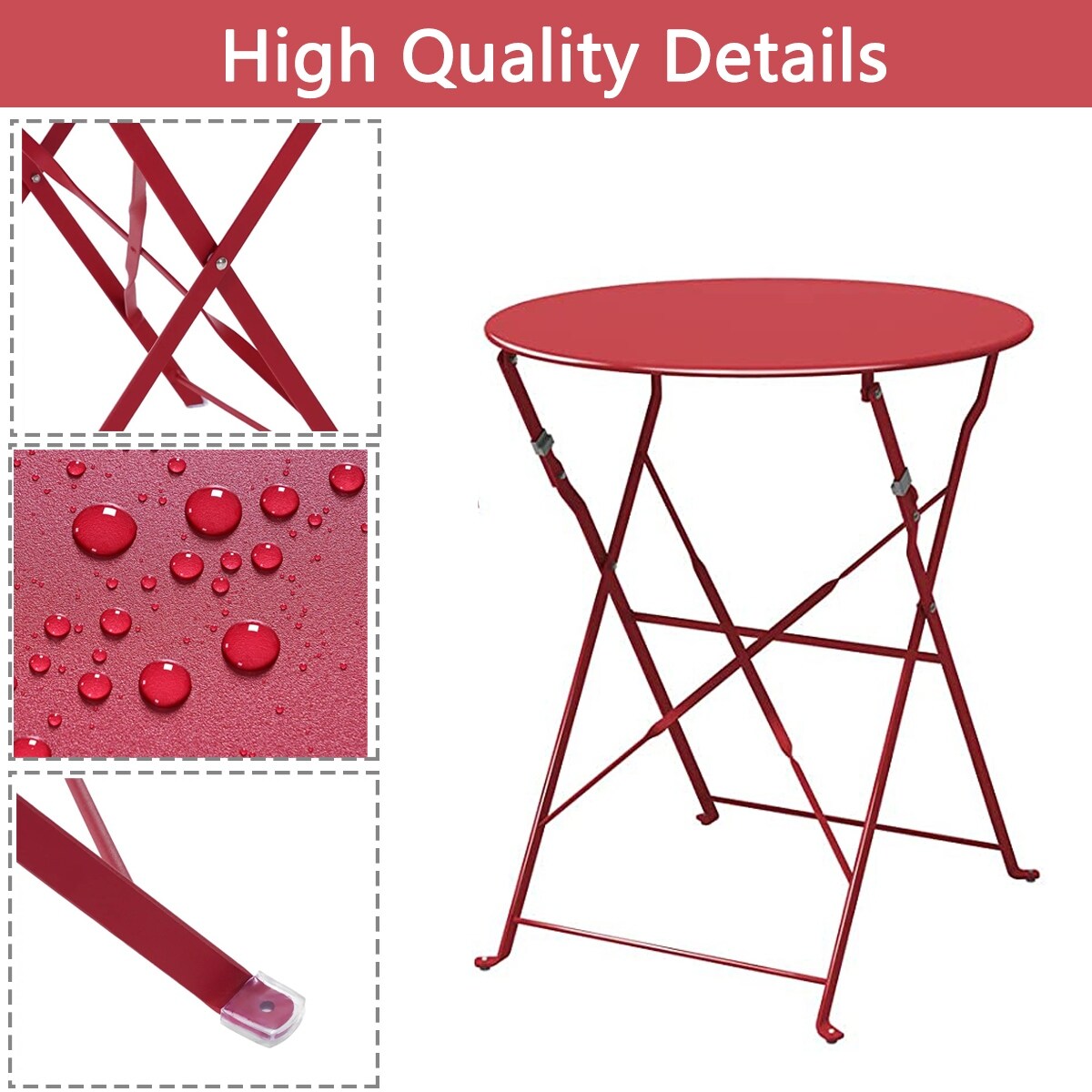 3-teiliges, klappbares Bistro-Set aus Metall, wetterbeständiges Sitzset für drinnen und draußen, für Terrasse, Garten