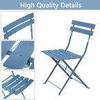 3-teiliges, klappbares Bistro-Set aus Metall, wetterbeständiges Sitzset für drinnen und draußen, für Terrasse, Garten