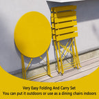 3-teiliges, klappbares Bistro-Set aus Metall, wetterbeständiges Sitzset für drinnen und draußen, für Terrasse, Garten